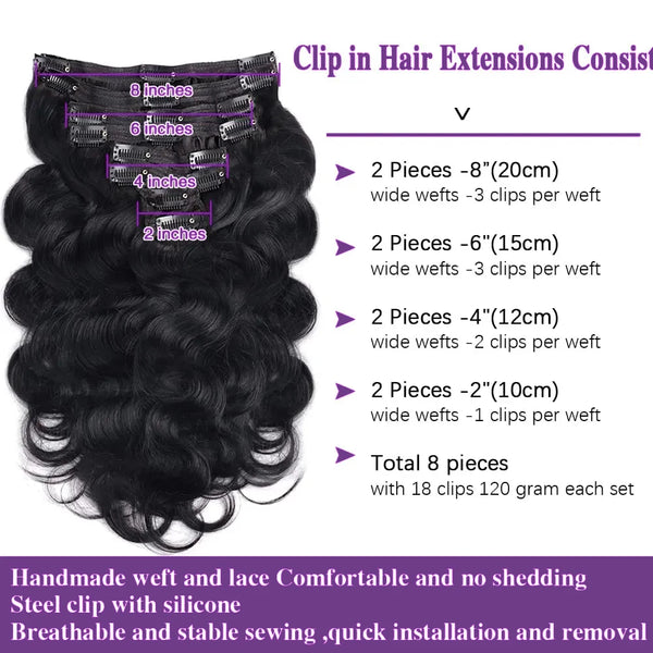 Body Wave Clip in Hair Extensions
