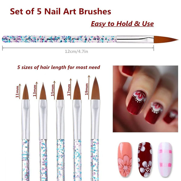 Crystal Handle Acrylic Powder Nail Brushes