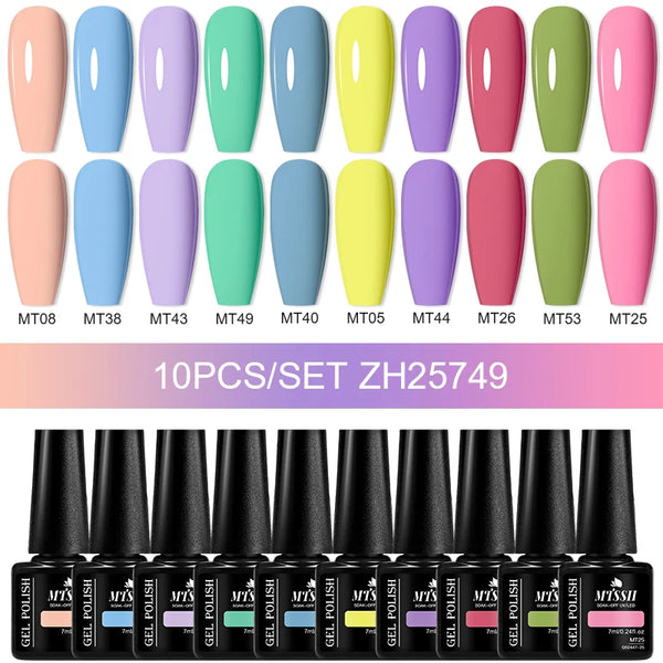 10/12pcs Spring Macaron Nail Gel Polish Set