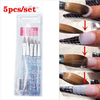 Buy 5pcs Crystal Handle Acrylic Powder Nail Brushes