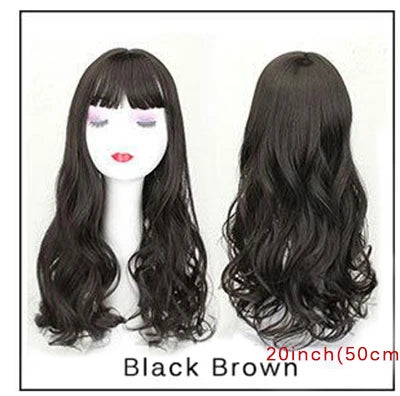 Natural Wave Women Synthetic Hair Light Brown One-Piece Hair Extension With Bangs High Temperature Fiber Clip-In Hairpieces