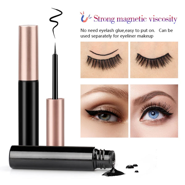 SHIDISHANGPIN 1/3/5/10 Pairs Magnetic Eyelashes Eyeliner 5 Magnet Natural Long False Lashes Set Magnetic Eyeliner Tweezer Makeup