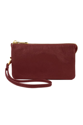 Buy burgundy Vegan Leather Wallet With Detachable Wristlet