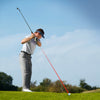 Golf swing training aid: swing plane corrector, posture indicator, indoor laser practice tool.