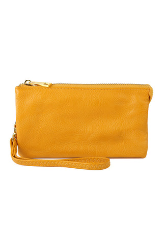 Buy yellow Vegan Leather Wallet With Detachable Wristlet