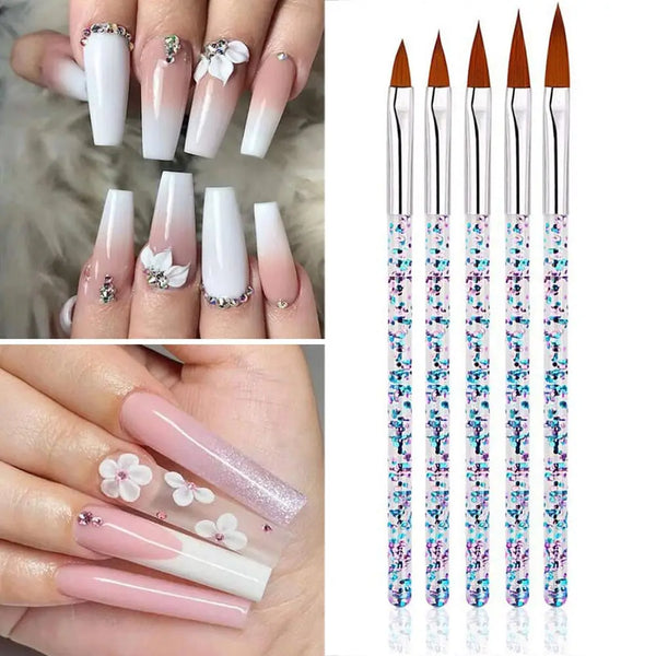 Crystal Handle Acrylic Powder Nail Brushes