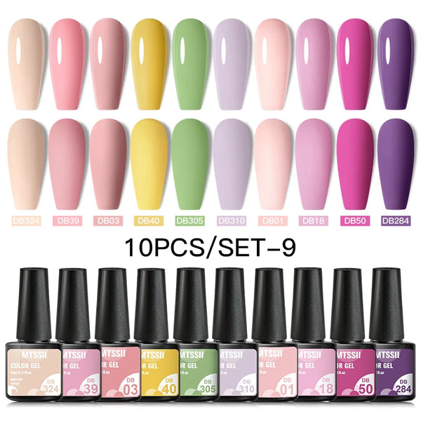 10/12pcs Spring Macaron Nail Gel Polish Set