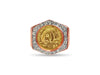 Diamond Fancy Solid White/Yellow/Rose Gold Handmade Coin Ring , Chinese Panda Bear Coin ,