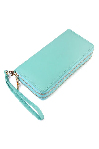 Buy mint Double Zip Around Wallet