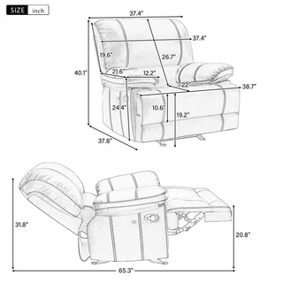 Recliner Chair Sofa Manual Reclining Home Seating Seats  Movie Theater Chairs, Brown