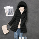 Women Warm Winter Coat Long Sleeve Solid Color Down Jackets Pockets Casual Hooded Down Coats Female Outerwear Padded Clothes