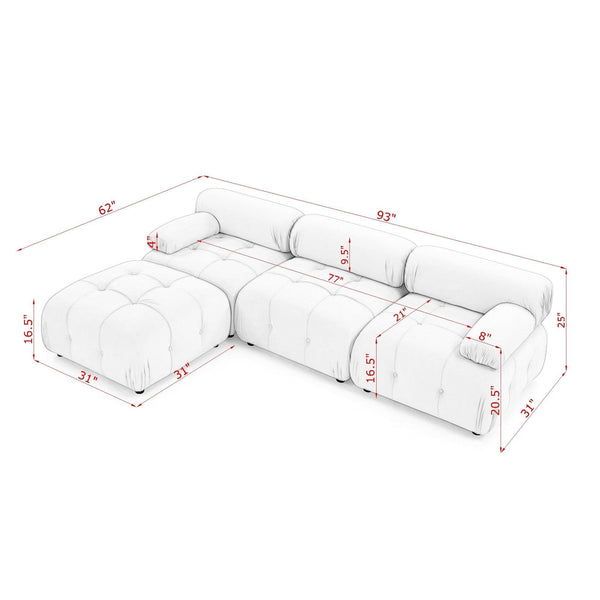 Modular Sectional Sofa, Button Tufted Designed and DIY Combination,L Shaped Couch With Reversible Ottoman, Pink Velvet