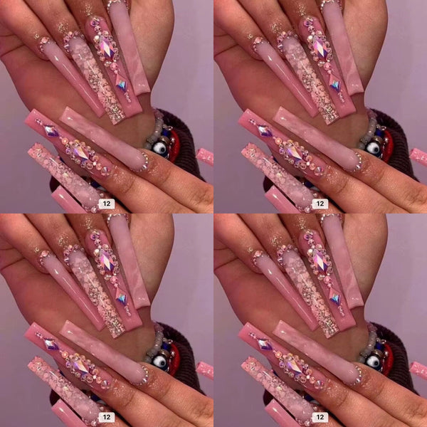 Natural tone long press on nails