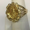 Fancy Solid White/Yellow/Rose Gold Handmade Coin Ring , 1/10oz Coin ,