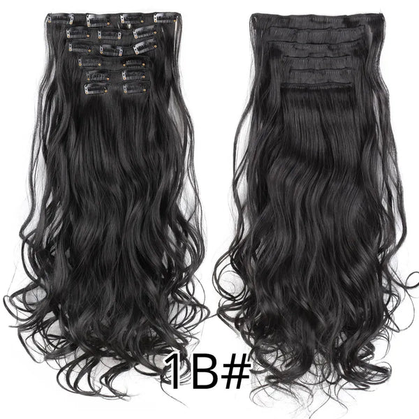 22Inch Synthetic Long Curly 16Clips Clip in Hair Extensions