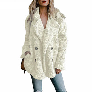 Buy white Plush Coat Women Winter Jackets Fluffy Teddy Coat Female Warm Artificial Fleece Winter Clothes Manteau Femme