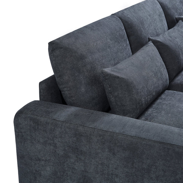 Modern Large L-Shape Feather Filled Sectional Sofa,  Convertible Sofa Couch With Reversible Chaise for Living Room