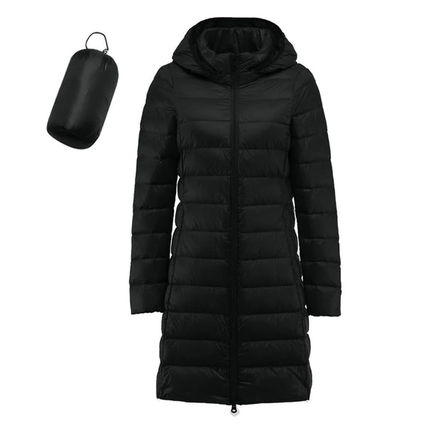 Women Warm Winter Coat Long Sleeve Solid Color Down Jackets Pockets Casual Hooded Down Coats Female Outerwear Padded Clothes