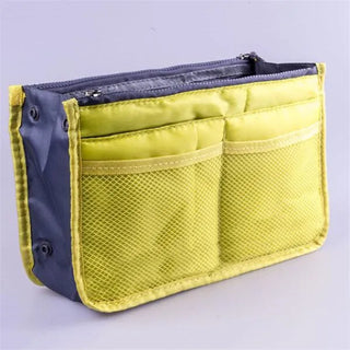 Buy yellow Nylon Cosmetic Bags for Women Tote Insert Double Zipper Makeup Bag Toiletries Storage Bag Girl Outdoors Travel Make Up Organizer