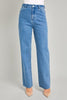 High Waist Straight Leg Bow Detail Denim