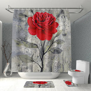 Buy b Rose Flower Bathroom Curtain With 12 Hooks