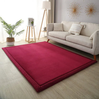 Buy wine-red Thick Coral Fleece Carpet for Living Room Bedroom Kids Room Play Area Rugs Anti Slip Japan Tatami Floor Mat Prayer Mattress Grey