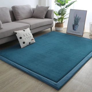 Buy blue Thick Coral Fleece Carpet for Living Room Bedroom Kids Room Play Area Rugs Anti Slip Japan Tatami Floor Mat Prayer Mattress Grey