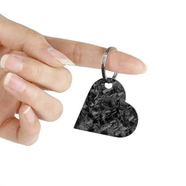 Forged Carbon Fiber Heart Shaped Keychain