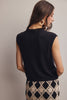 Ribbed Button-Front Knit Tank: Black