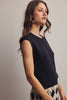 Ribbed Button-Front Knit Tank: Black