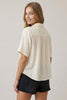 Collared Front Bubble Shirt Top | Cream