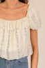 Lace Trim Floral Puff Sleeve Blouse