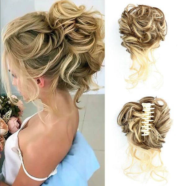 Messy Curly Fluffy Hair Bun Clip in Ponytail Hair Extensions