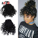 LUPU Synthetic Fake Curly Fringe Bangs Clips in Hairpieces With Natural Black Heat Resistant Fiber Hair Extensions for Women