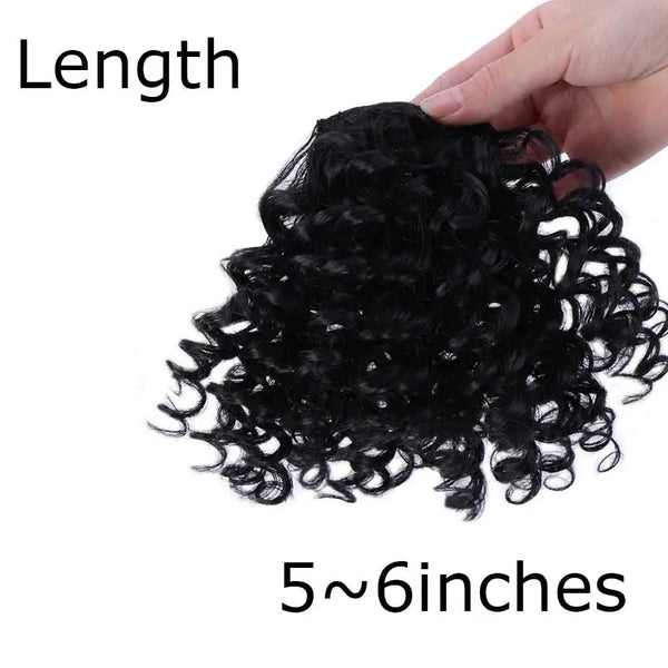 LUPU Synthetic Fake Curly Fringe Bangs Clips in Hairpieces With Natural Black Heat Resistant Fiber Hair Extensions for Women