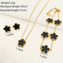 Deluxe Cinquefoil Flower Pendant Necklace Earrings Bracelet Gift Set