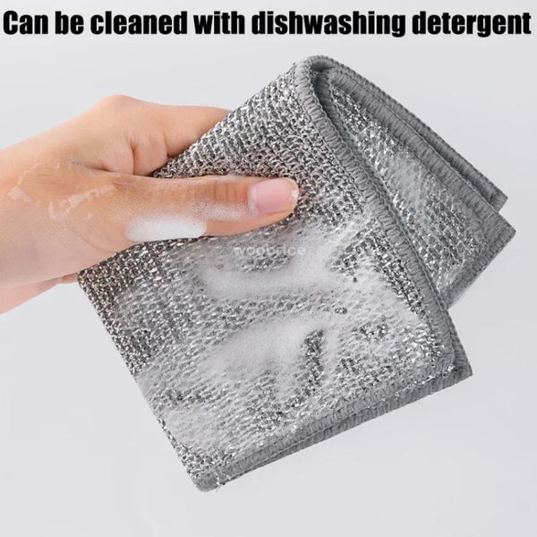 Wholesale Metal Steel Wire Rags Cloth Home Kitchen Pot Pan Dishwashing Double-Sided Dishcloth Cleaning Cloths Towel Scrubber Rag