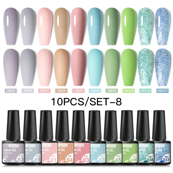 10/12pcs Spring Macaron Nail Gel Polish Set