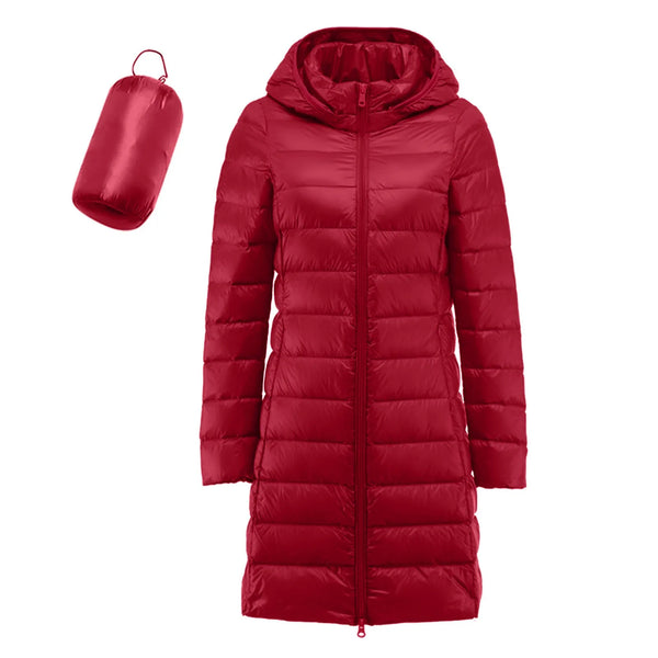 Women Warm Winter Coat Long Sleeve Solid Color Down Jackets Pockets Casual Hooded Down Coats Female Outerwear Padded Clothes