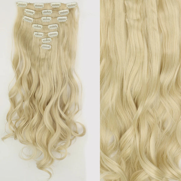 22Inch Long Straight Wavy Hair Extension 7Pcs/Set 16 Clips