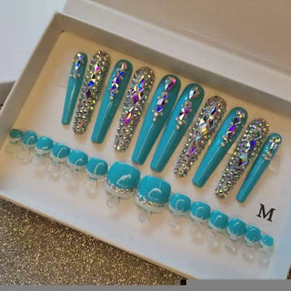 Buy hand-made-03-m 100% Hand Paint Luxury Private Label Artificial Finger and Toe Nails Set Press on Nails