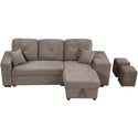 Reversible Sleeper Sectional Sofa Bed With Side Shelf and 2 Stools,Pull-Out L-Shaped Sofa Bed,Corner Sofa-Bed With Stora