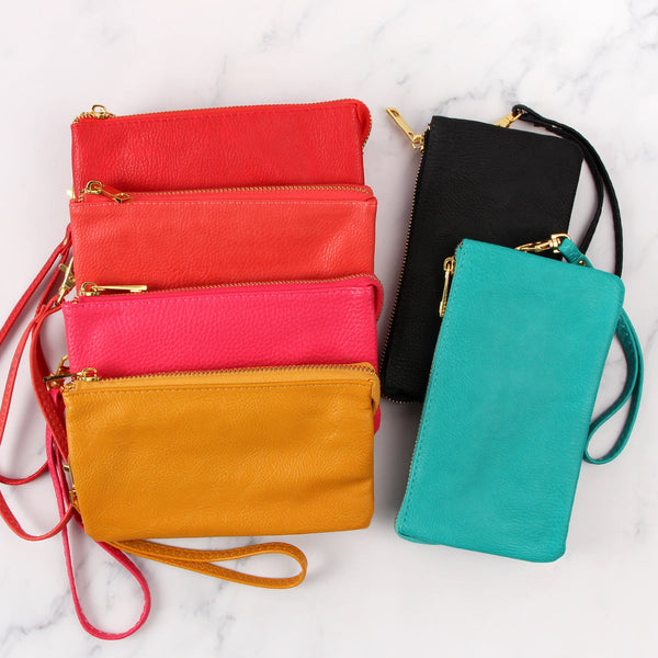 Vegan Leather Wallet With Detachable Wristlet