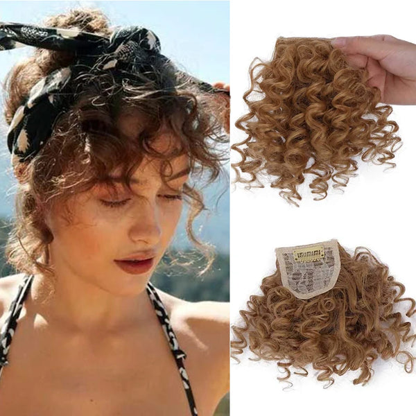 LUPU Synthetic Fake Curly Fringe Bangs Clips in Hairpieces With Natural Black Heat Resistant Fiber Hair Extensions for Women