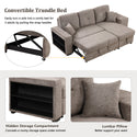 Reversible Sleeper Sectional Sofa Bed With Side Shelf and 2 Stools,Pull-Out L-Shaped Sofa Bed,Corner Sofa-Bed With Stora