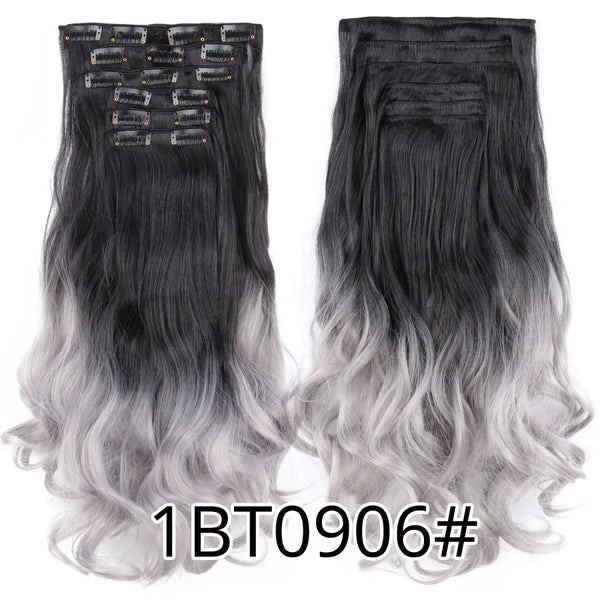 22Inch Synthetic Long Curly 16Clips Clip in Hair Extensions