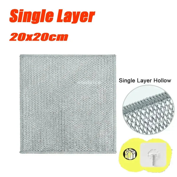 Wholesale Metal Steel Wire Rags Cloth Home Kitchen Pot Pan Dishwashing Double-Sided Dishcloth Cleaning Cloths Towel Scrubber Rag