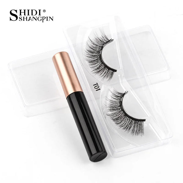 SHIDISHANGPIN 1/3/5/10 Pairs Magnetic Eyelashes Eyeliner 5 Magnet Natural Long False Lashes Set Magnetic Eyeliner Tweezer Makeup