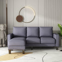 Modern Living Room Furniture L Shape Sofa With Ottoman in Dark Grey Fabric