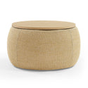 Round Storage Ottoman, 2 in 1 Function, Work as End Table and Ottoman, Natural (25.5"x25.5"x14.5")